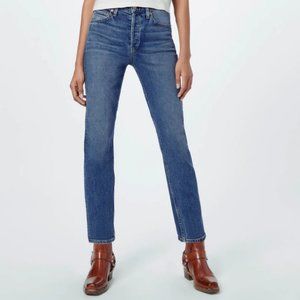 Re/done Originals Straight Comfort Stretch High Rise Ankle Blue Jeans Size 25